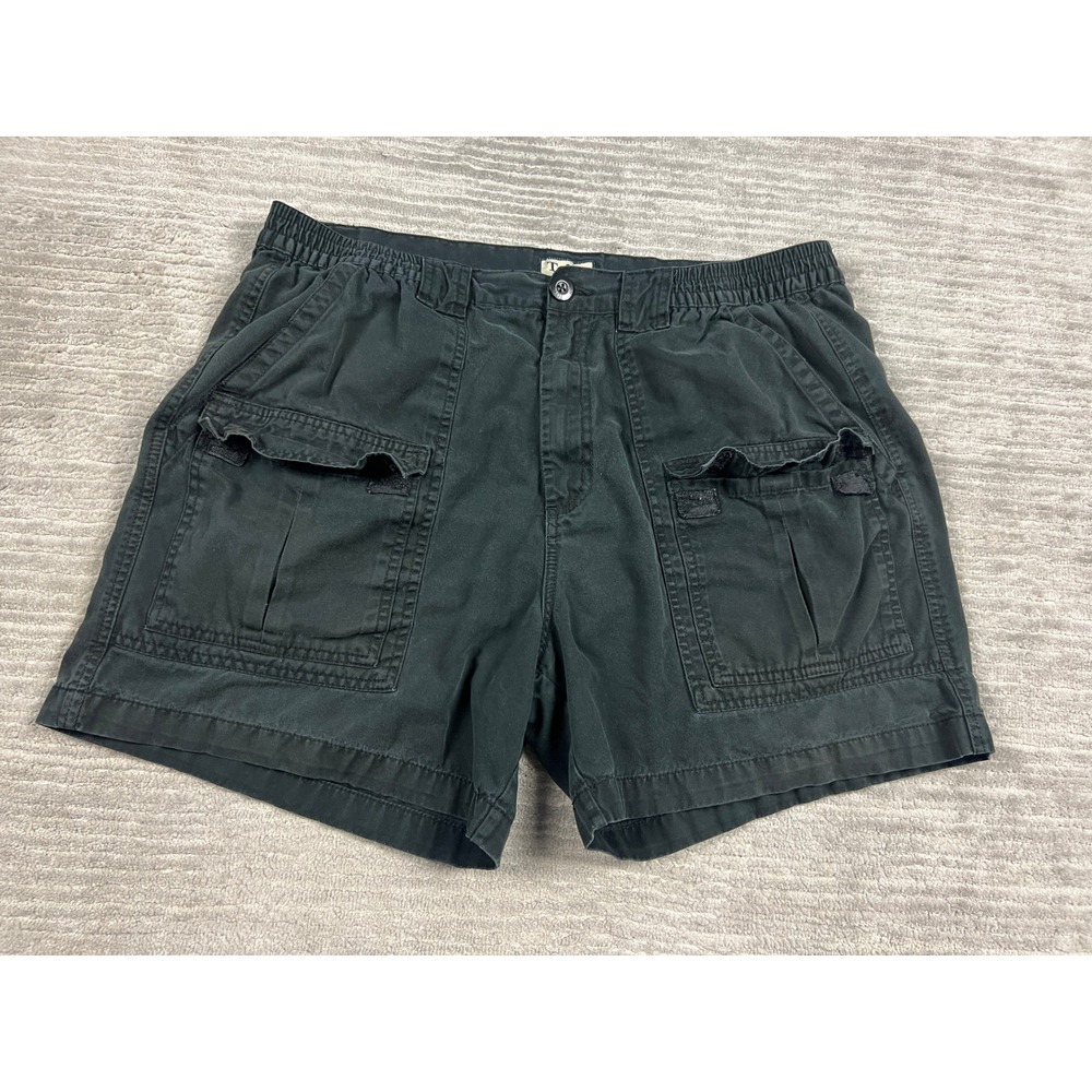 Talos Cargo Shorts Mens 40 Black Faded Cotton Utility Relaxed Fit 6-Pocket 27428